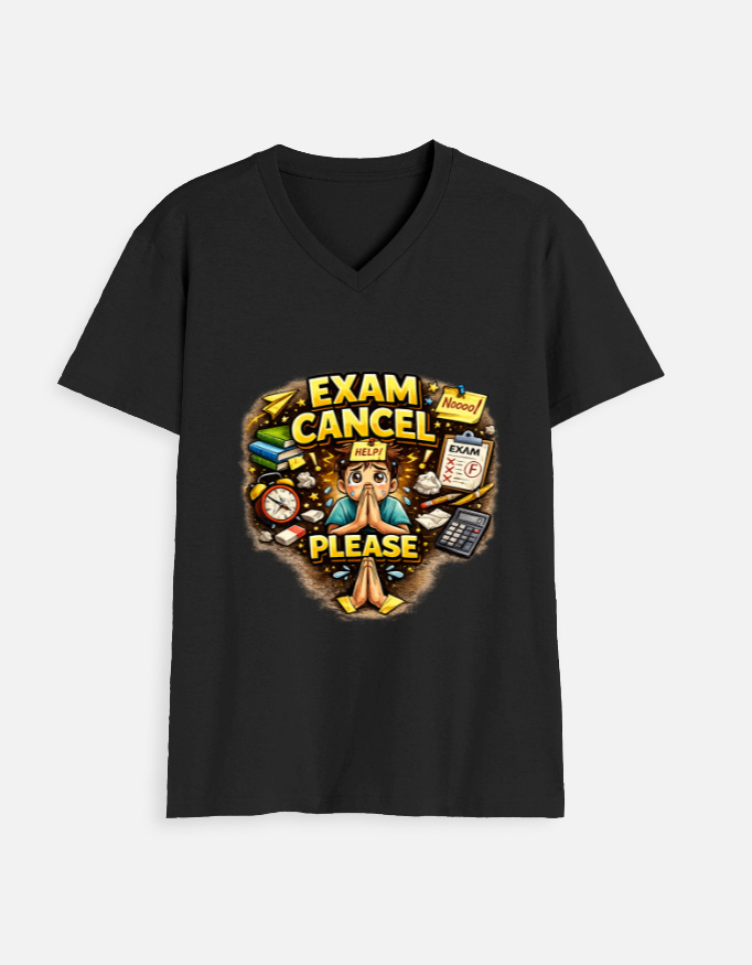 Exam Cancel Please - Unisex V Neck T-Shirt - Image 6