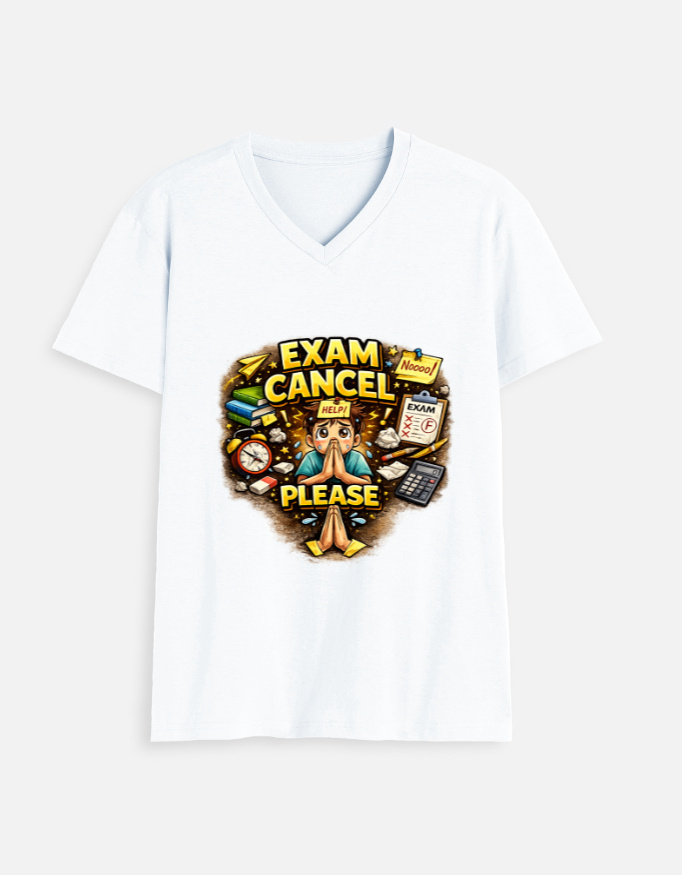 Exam Cancel Please - Unisex V Neck T-Shirt - Image 3