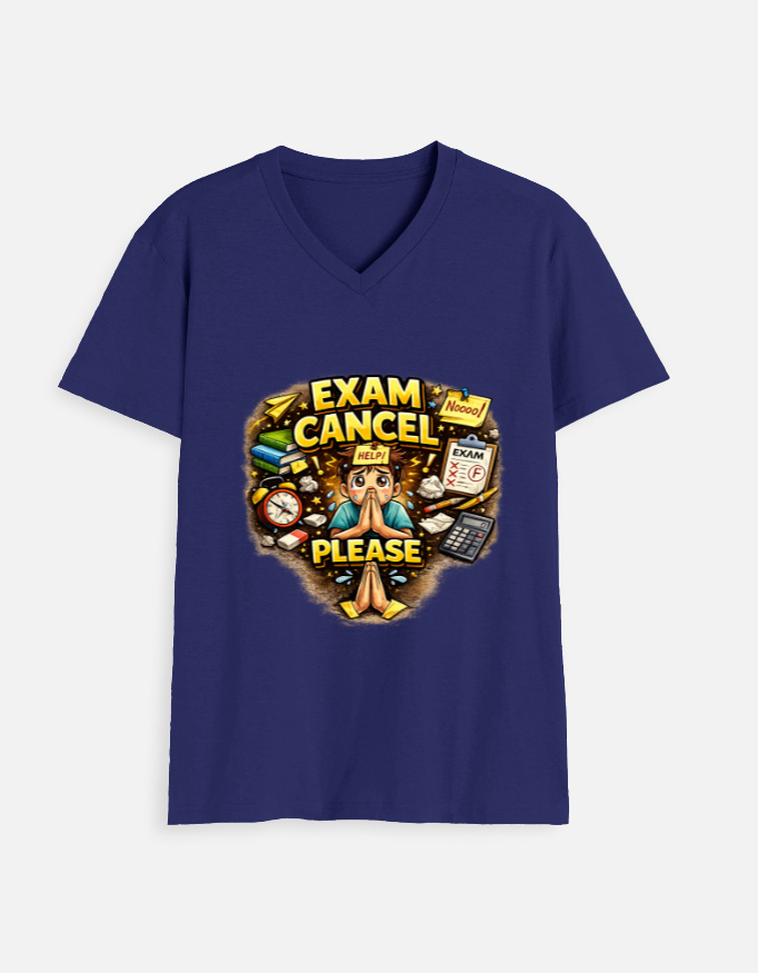 Exam Cancel Please - Unisex V Neck T-Shirt - Image 4